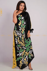 Willow Silk One-Shoulder Dress | Kaftan, Bohemian Dress, Floral Dress, Boho Maxi Dress