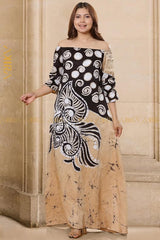 Lucy off - Shoulder Silk Dress | Kaftan, Bohemian Dress, Floral Dress, Boho Maxi Dress