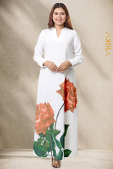 Rose Flowery Linen Dress