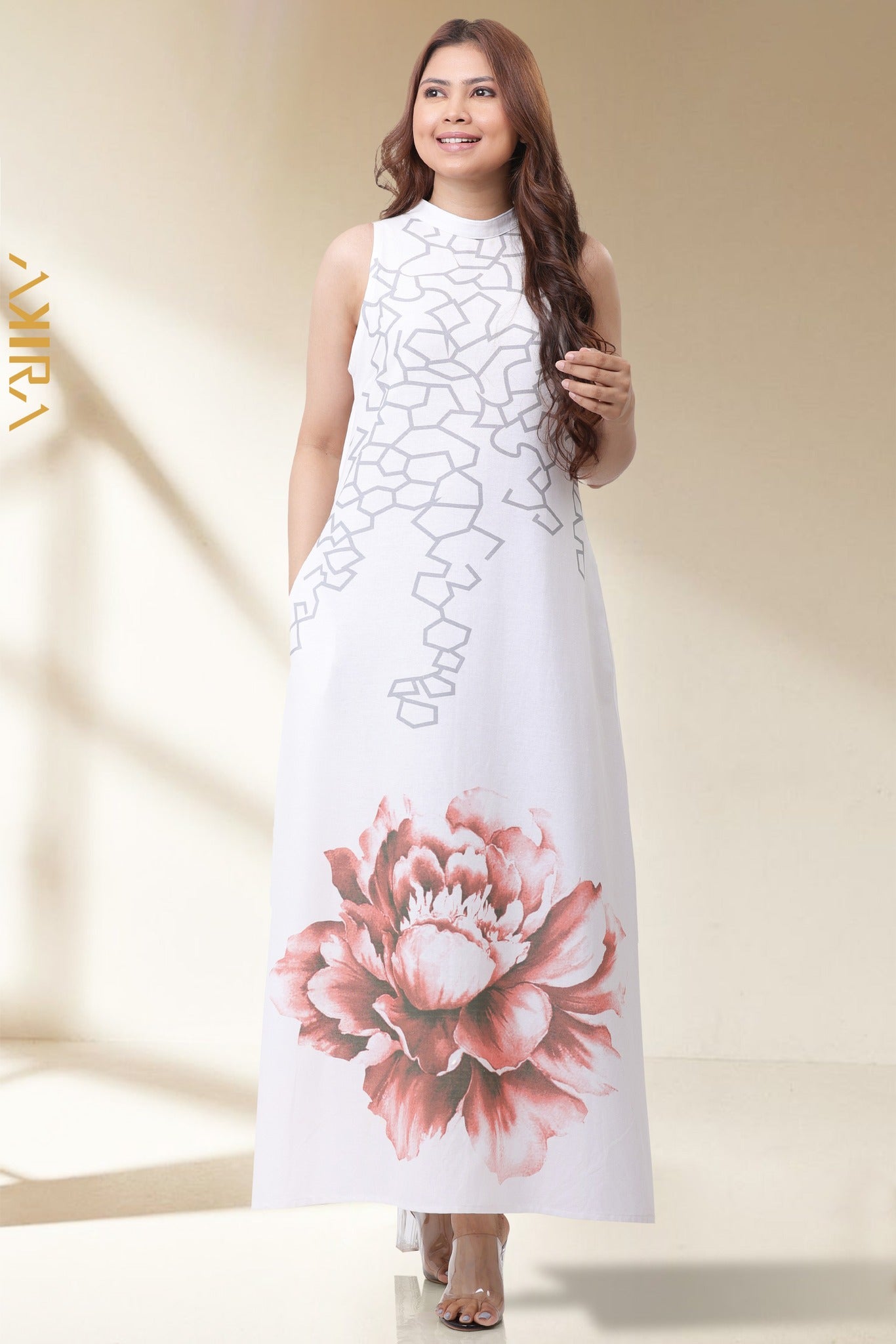 Fair Rose Linen Dress | Kaftan, Bohemian Dress, Floral Dress, Boho Maxi Dress