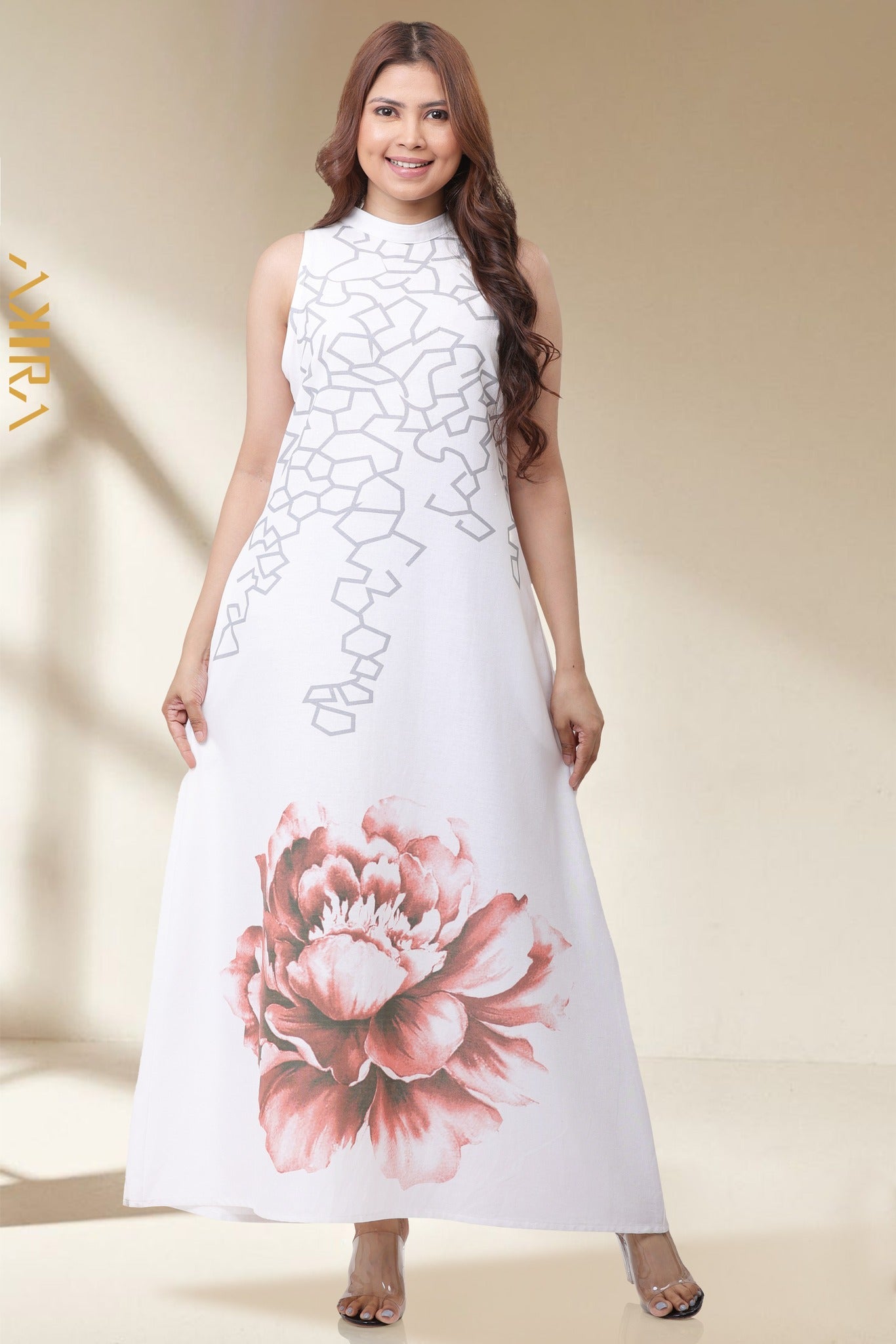 Fair Rose Linen Dress | Kaftan, Bohemian Dress, Floral Dress, Boho Maxi Dress