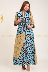 Aquamarine Batik Dress | Kaftan, Bohemian Dress, Floral Dress, Boho Maxi Dress