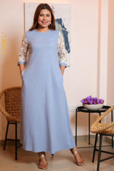 Silver Splendor Sleeve Detail Dress | Kaftan, Bohemian Dress, Floral Dress, Boho Maxi Dress