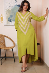 The Green Art Elegant Dress | Kaftan, Bohemian Dress, Floral Dress, Boho Maxi Dress