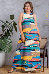 Mix of Colour Elegant Dress | Kaftan, Bohemian Dress, Floral Dress, Boho Maxi Dress