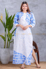 Blue Diamond Batik Dress | Kaftan, Bohemian Dress, Floral Dress, Boho Maxi Dress