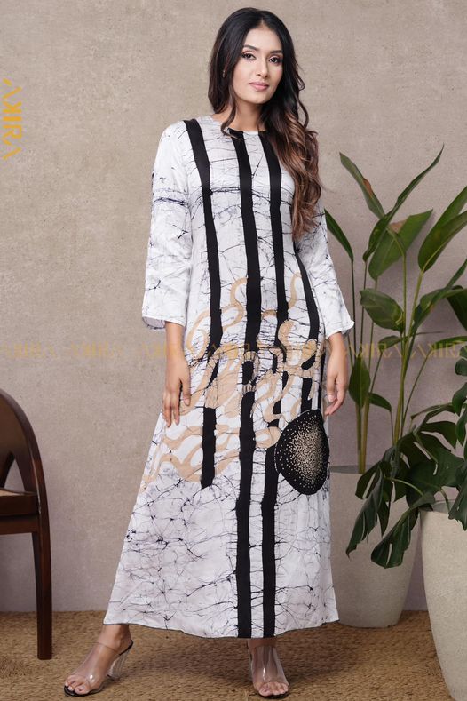 Tatiana Silk Designer Batik Dress | Kaftan, Bohemian Dress, Floral Dress, Boho Maxi Dress