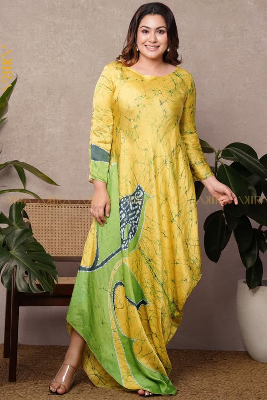The Saffron Silk Party-ware Dress | Kaftan, Bohemian Dress, Floral Dress, Boho Maxi Dress