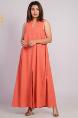 Apricot Sleeveless Casual Dress | Kaftan, Bohemian Dress, Floral Dress, Boho Maxi Dress