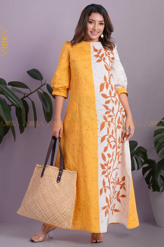 Bright Half Flowery Batik Dress | Kaftan, Bohemian Dress, Floral Dress, Boho Maxi Dress