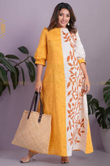 Bright Half Flowery Batik Dress | Kaftan, Bohemian Dress, Floral Dress, Boho Maxi Dress