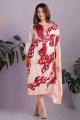 Strawflower Silk Designer Dress | Kaftan, Bohemian Dress, Floral Dress, Boho Maxi Dress