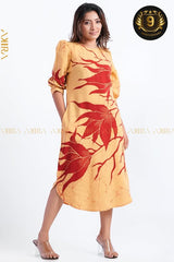 Golden Butterfly Batik Dress | Kaftan, Bohemian Dress, Floral Dress, Boho Maxi Dress