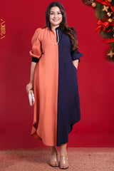 Two Tone Linen Elegant Dress | Kaftan, Bohemian Dress, Floral Dress, Boho Maxi Dress