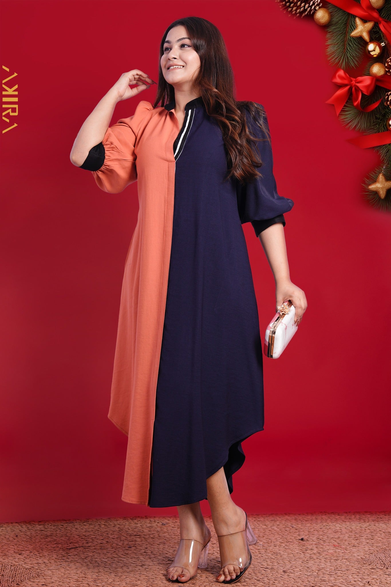 Two Tone Linen Elegant Dress | Kaftan, Bohemian Dress, Floral Dress, Boho Maxi Dress