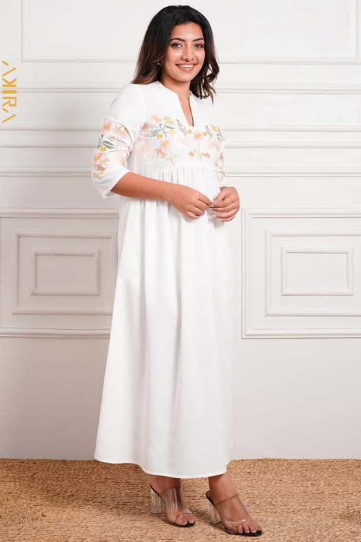 Floral Elegant Linen Dress | Kaftan, Bohemian Dress, Floral Dress, Boho Maxi Dress