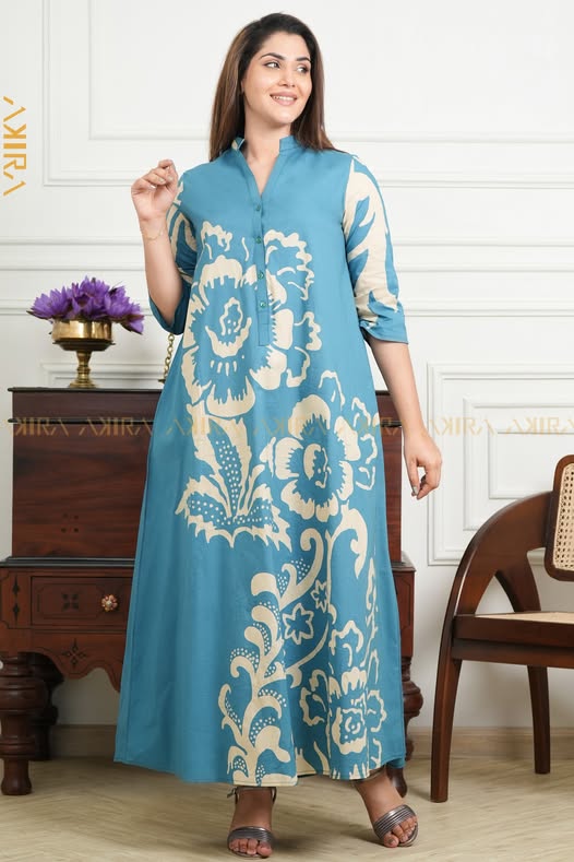 Blush Bloom Batik Designer Dress | Kaftan, Bohemian Dress, Floral Dress, Boho Maxi Dress