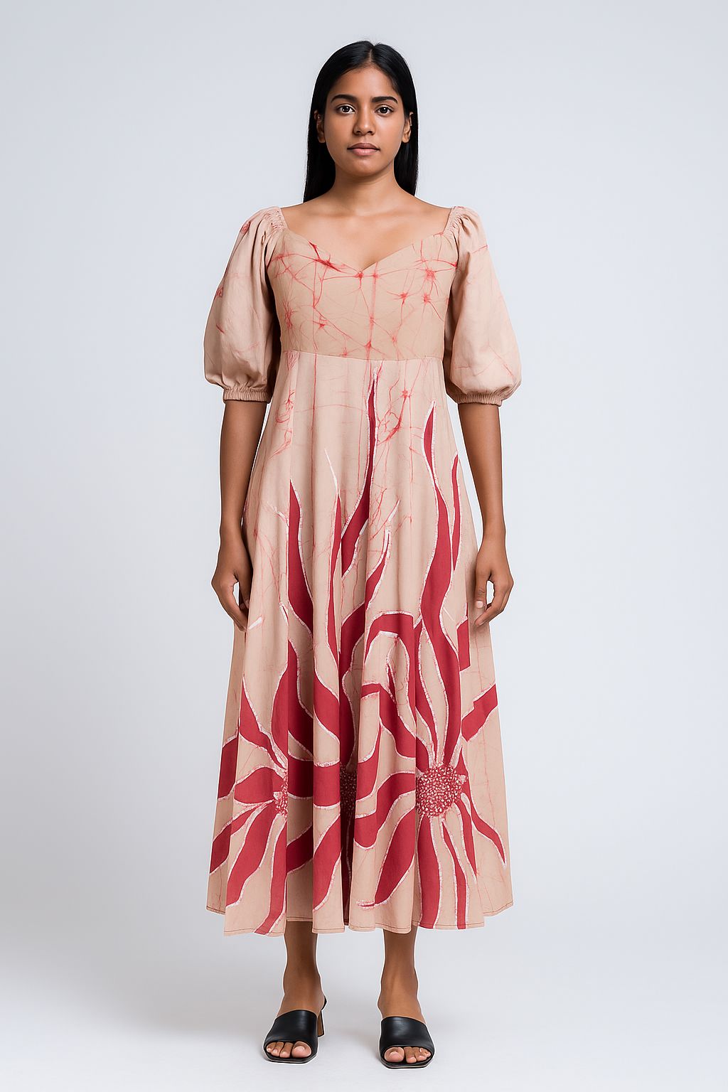 Jasmine Lotus Batik Designer Dress | Kaftan, Bohemian Dress, Floral Dress, Boho Maxi Dress