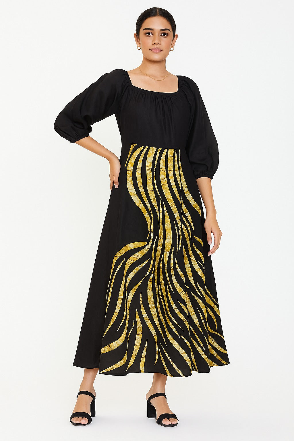 Jasmine Lotus Batik Designer Dress | Kaftan, Bohemian Dress, Floral Dress, Boho Maxi Dress