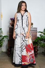 Violet Flora Batik Designer Dress | Kaftan, Bohemian Dress, Floral Dress, Boho Maxi Dress