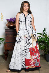 Violet Flora Batik Designer Dress | Kaftan, Bohemian Dress, Floral Dress, Boho Maxi Dress