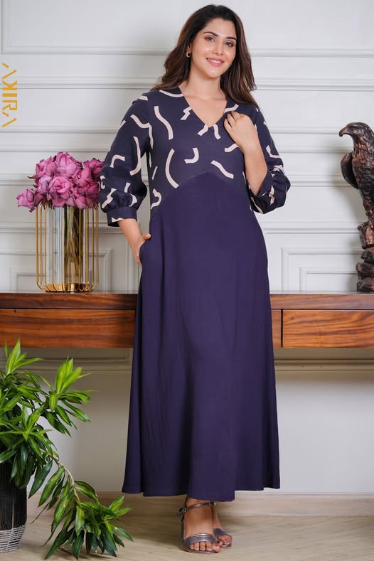 Indigo Designer Dress | Kaftan, Bohemian Dress, Floral Dress, Boho Maxi Dress