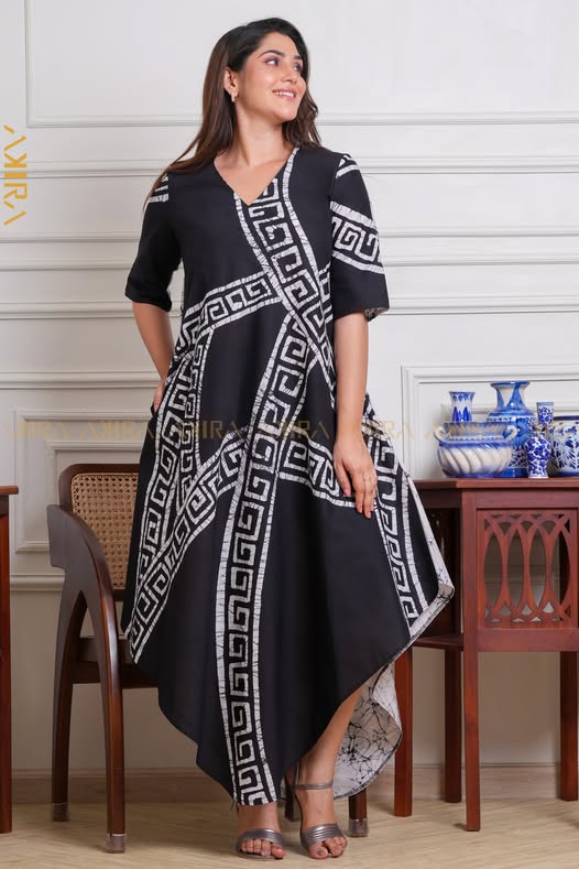 Modern Muse Batik Designer Dress | Kaftan, Bohemian Dress, Floral Dress, Boho Maxi Dress