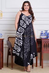 Dark Leaves Batik Designer Dress | Kaftan, Bohemian Dress, Floral Dress, Boho Maxi Dress