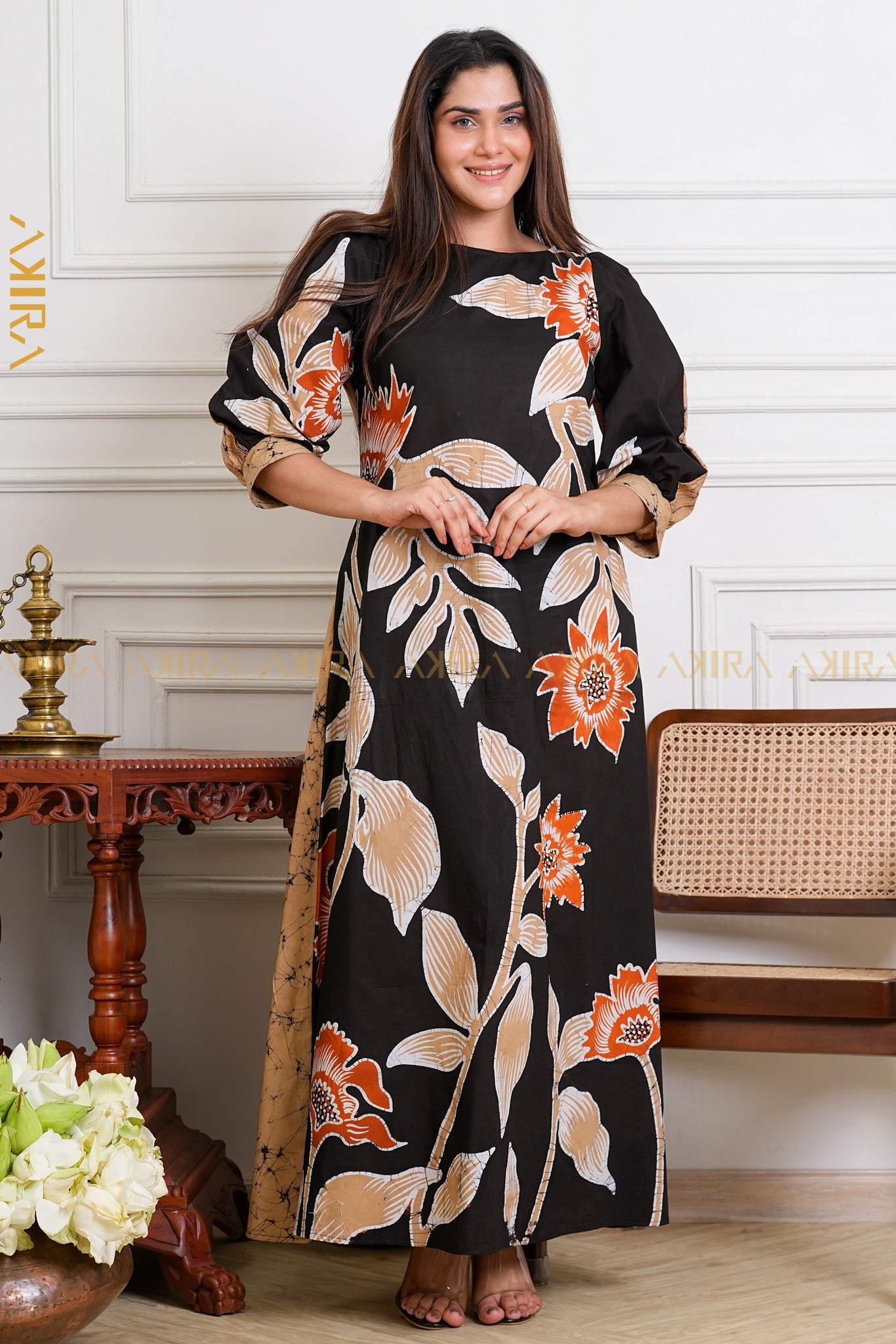 Rosewood Haze Batik Dress | Kaftan, Bohemian Dress, Floral Dress, Boho Maxi Dress