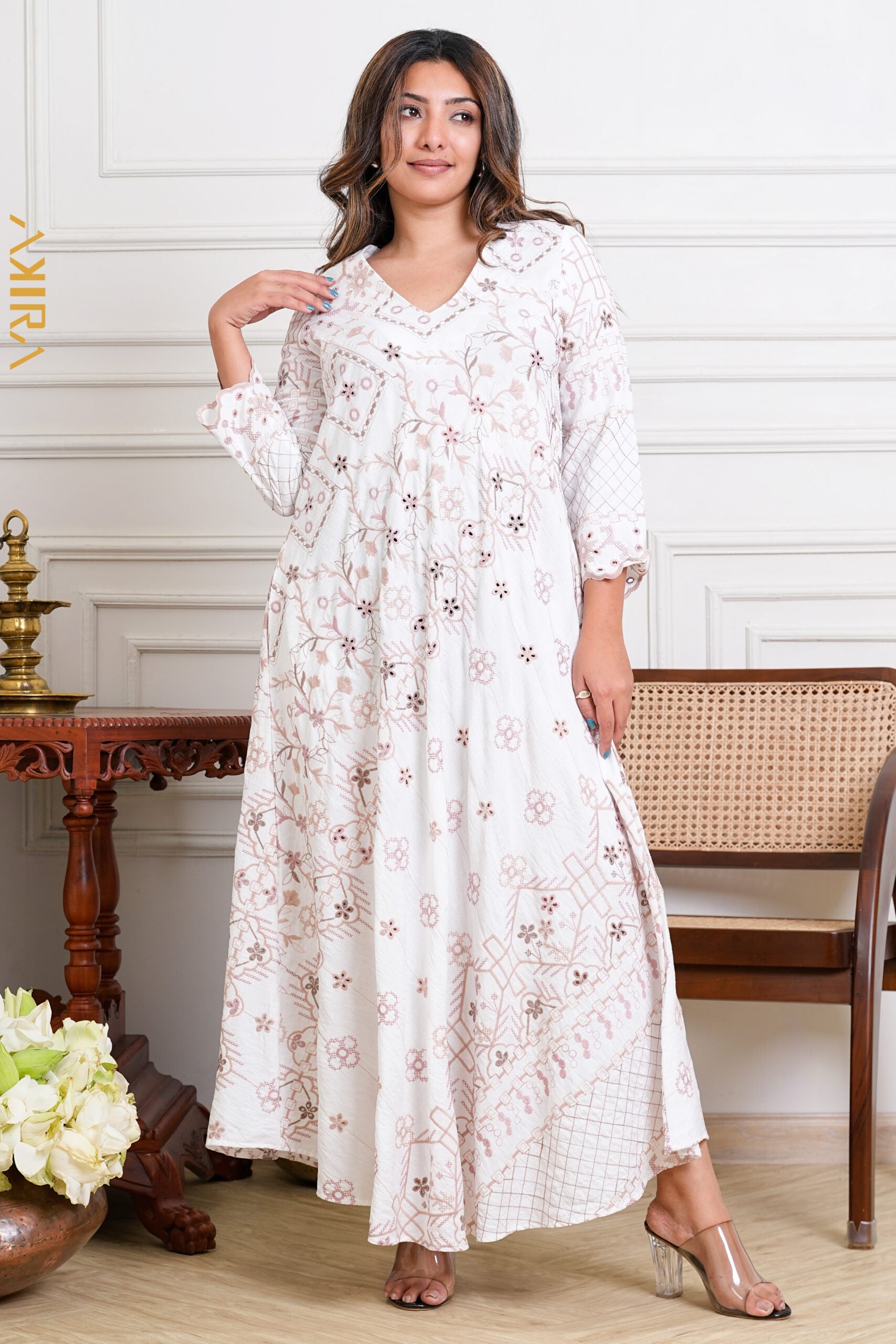Crimson Garden Elegant Dress | Kaftan, Bohemian Dress, Floral Dress, Boho Maxi Dress