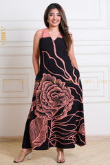 Midnight Floral Batik Dress | Kaftan, Bohemian Dress, Floral Dress, Boho Maxi Dress