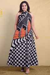 Check Row Designer Dress