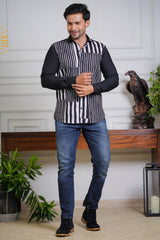Black Raw Men Shirt | Kaftan, Bohemian Dress, Floral Dress, Boho Maxi Dress
