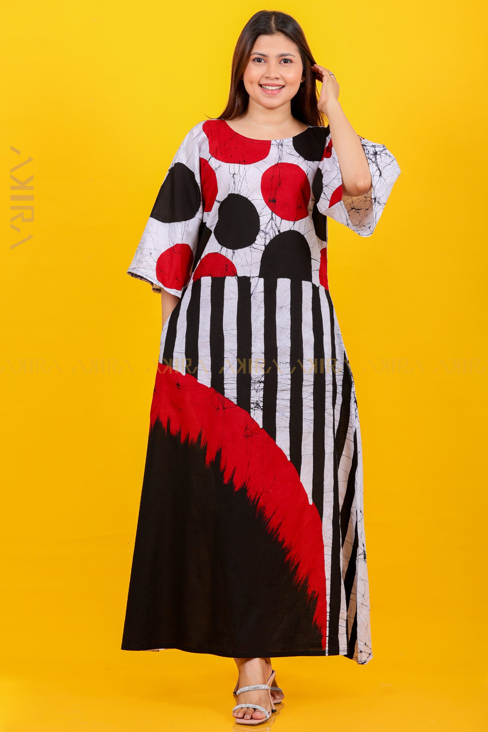 Red, white and black affair Dress | Kaftan, Bohemian Dress, Floral Dress, Boho Maxi Dress