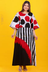 Red, white and black affair Dress | Kaftan, Bohemian Dress, Floral Dress, Boho Maxi Dress