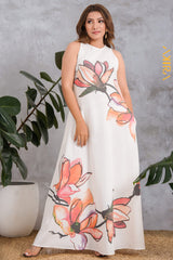 Blooming Petals Linen Dress | Kaftan, Bohemian Dress, Floral Dress, Boho Maxi Dress