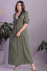 Olive Blossom Dress | Kaftan, Bohemian Dress, Floral Dress, Boho Maxi Dress