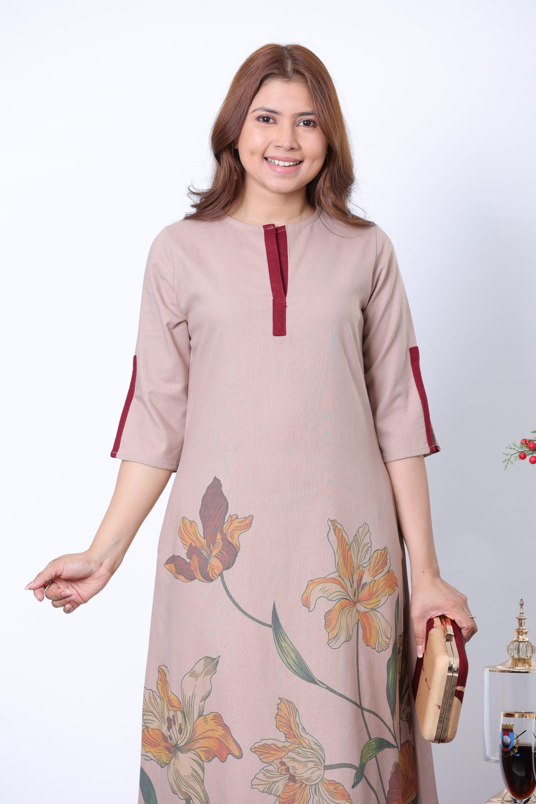 Marie Contrast Detail Dress | Kaftan, Bohemian Dress, Floral Dress, Boho Maxi Dress