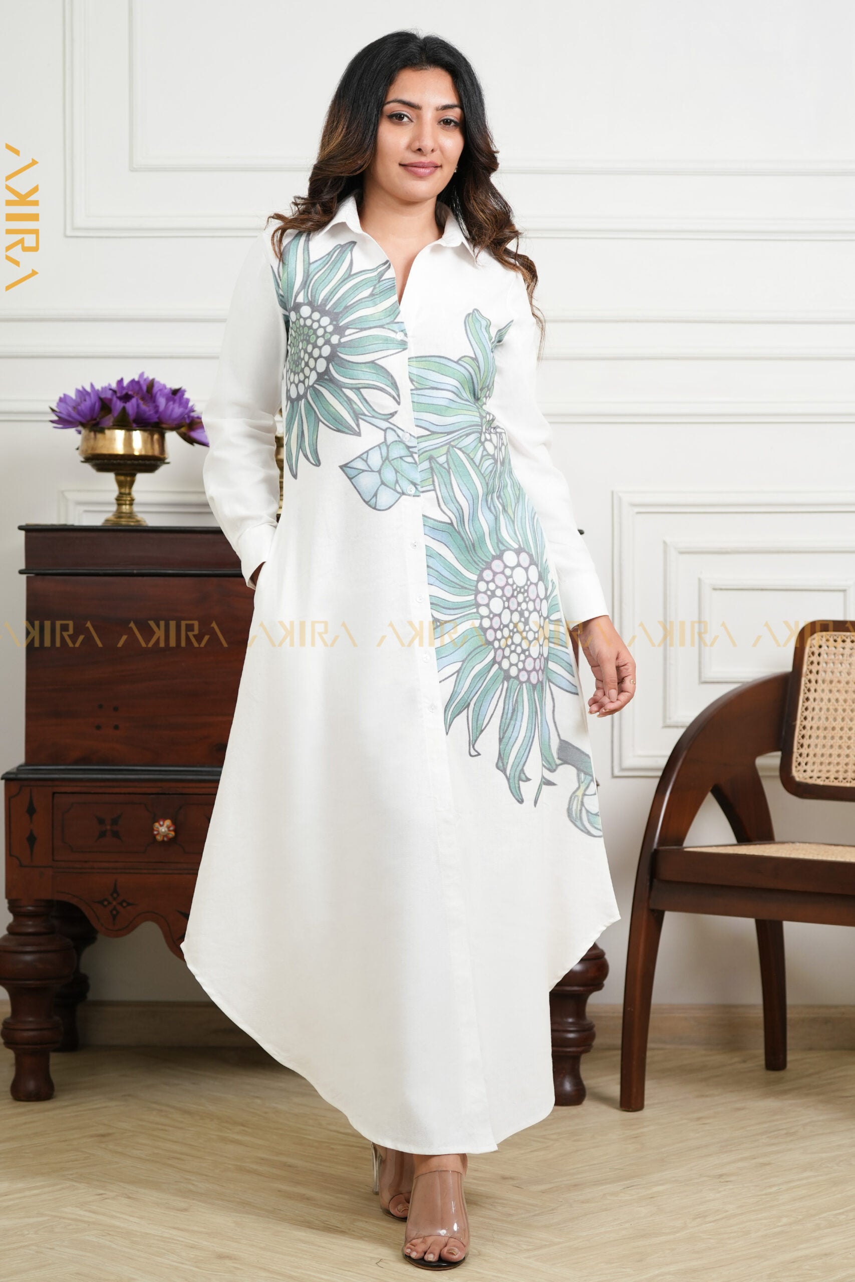 Snow-in-Summer Dress | Kaftan, Bohemian Dress, Floral Dress, Boho Maxi Dress