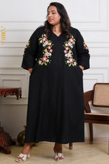 Midnight Dark flora Dress | Kaftan, Bohemian Dress, Floral Dress, Boho Maxi Dress