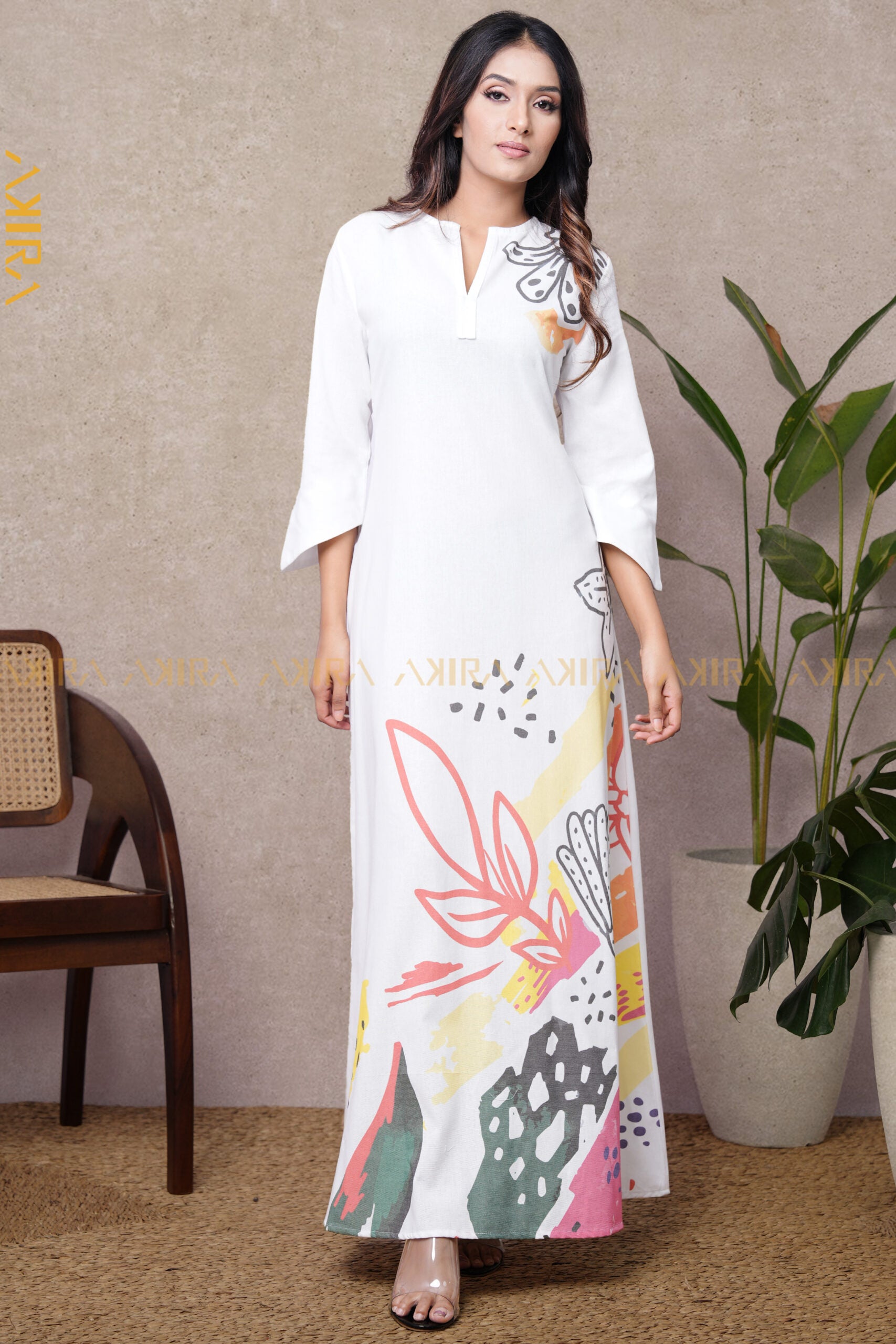 Ollivine Linen Dress | Kaftan, Bohemian Dress, Floral Dress, Boho Maxi Dress