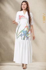 Morning Fair Linen Dress | Kaftan, Bohemian Dress, Floral Dress, Boho Maxi Dress