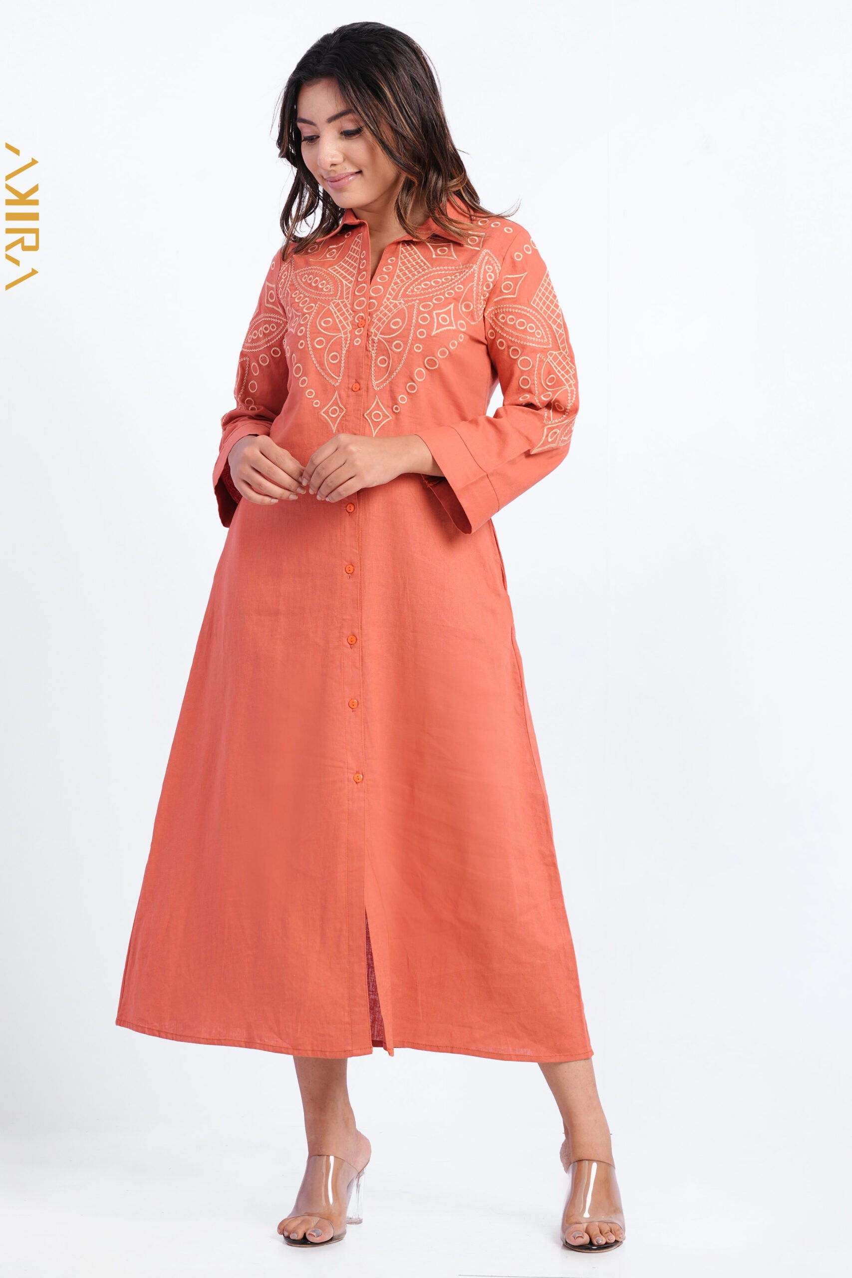 Flux Loom linen Dress | Kaftan, Bohemian Dress, Floral Dress, Boho Maxi Dress