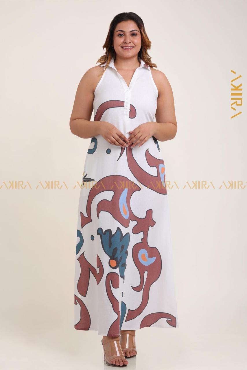Imprinted Linen Dress | Kaftan, Bohemian Dress, Floral Dress, Boho Maxi Dress