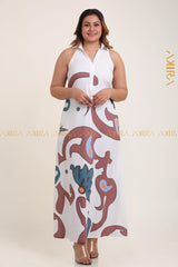 Imprinted Linen Dress | Kaftan, Bohemian Dress, Floral Dress, Boho Maxi Dress
